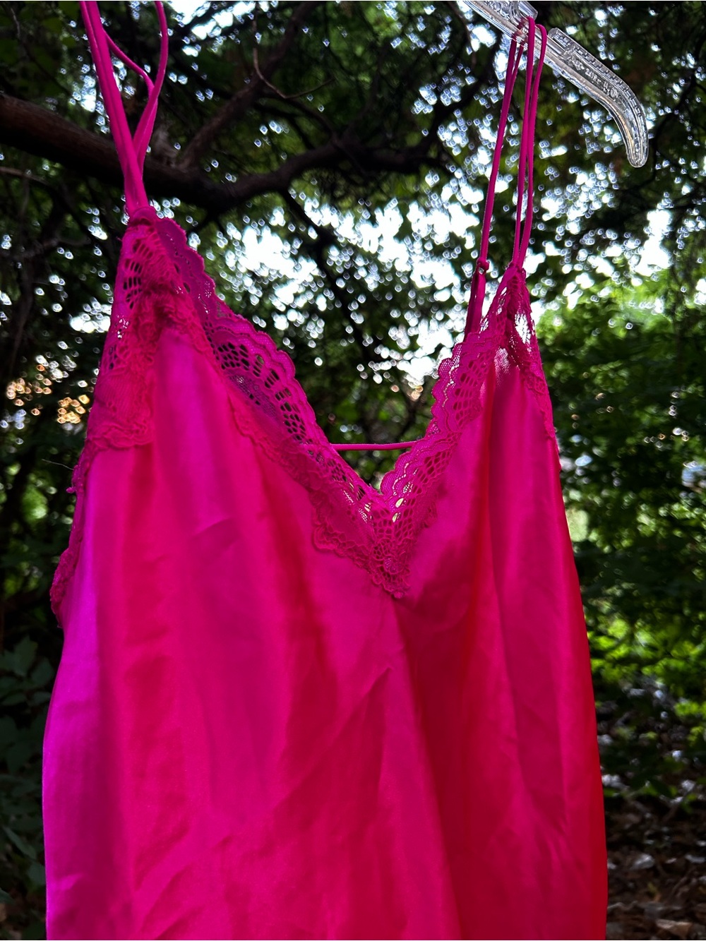 In Bloom Hot Pink Satin Slip Dress